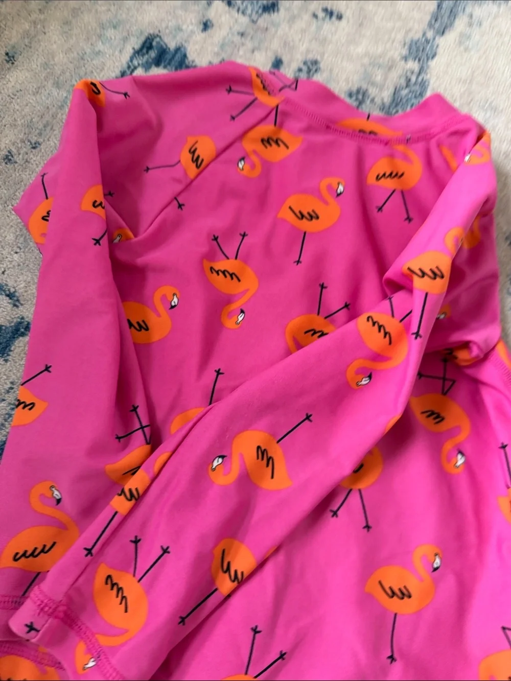 Hanna Andersson Pink Flamingo Zip Swim Rashguard